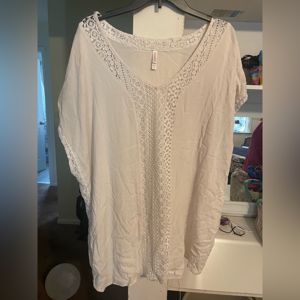 XS cream boho swimsuit coverup